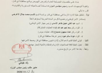 امرد ديواني برئاسة قاسم الاعرجي وعضوية الاسدي (وثيقة)