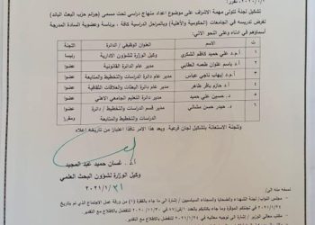 منهاج جديد تعتزم وزارة التعليم تدريسه في الجامعات .. (جرائم حزب البعث البائد)