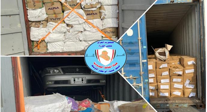 عجلات دون الموديل ومواد ممنوعة في ميناء أم قصر (إحباط محاولة تهريب )