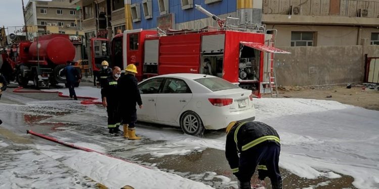 انقاذ 11 عاملا اجنبيا احتجزوا وسط حريق داخل احد فنادق كربلاء