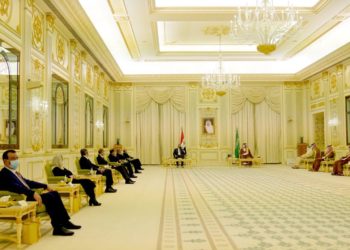 بالصور مراسم استقبال بن سلمان لــ مصطفى الكاظمي