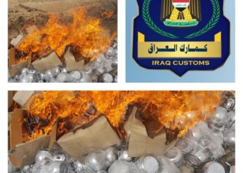 اتلاف ٧ أطنان مواد منزلية مخالفة في جمرك القائم