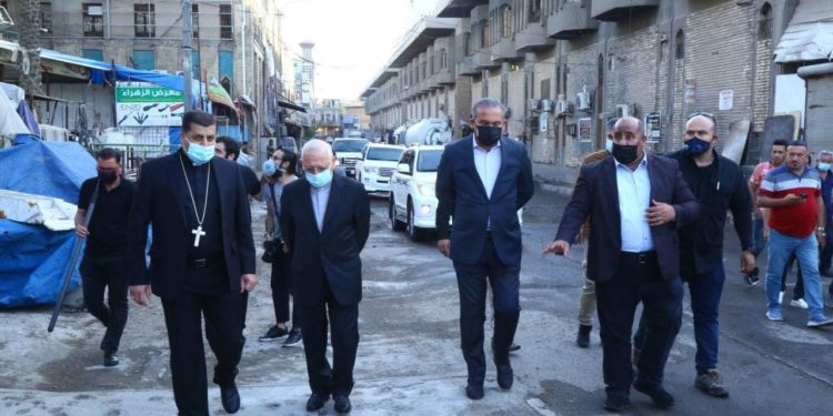 جولة لأمين العاصمة على كنائس بغداد,, توجيه رفقة ساكو لإعادة تأهيلها