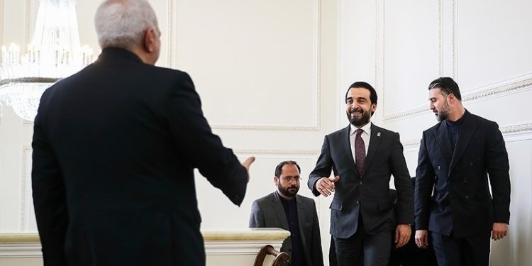 الحلبوسي يستقبل ظريف في مجلس النواب