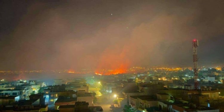 حريق ضخم في السليمانية و فرق الإطفاء تستنفر لإخماده