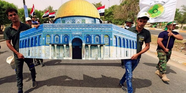 تحضيرات لاستعراض “يوم القدس” في شارع فلسطين شرقي بغداد