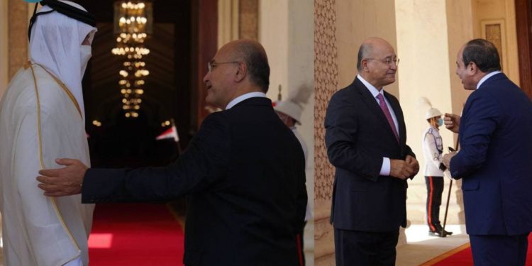 صور.. الرئيس صالح يستقبل نظيره المصري وأمير قطر