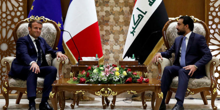 الحلبوسي يستقبل الرئيس الفرنسي إيمانويل ماكرون في المجلس