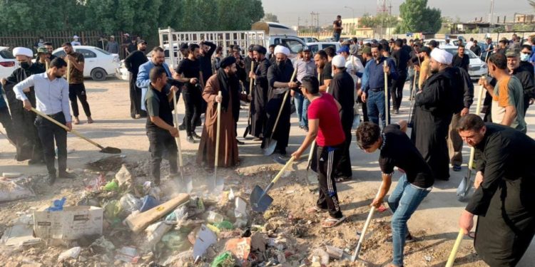 انطلاق حملة التيار الصدري للتنظيف في النجف + صور