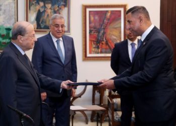 السفير حيدر البراك يقدم أوراق اعتماده (سفيراً مفوضاً فوق العادة) إلى رئيس الجمهورية اللبنانية