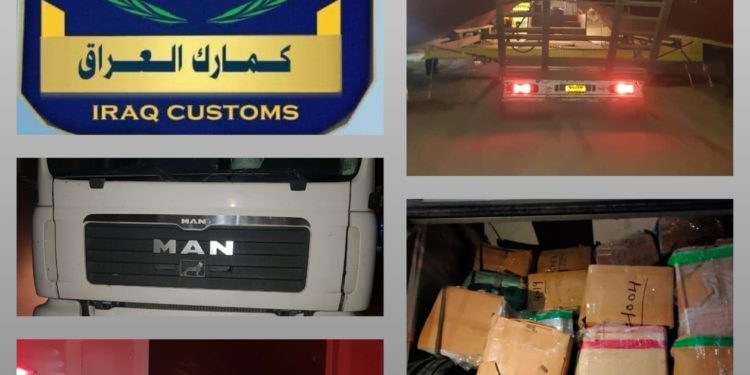 ضبط (7 شاحنات) محملة بمواد مخالفة في جمرك المنطقة الشمالية