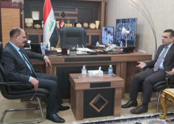 مؤيد اللامي يستقبل المرشح الفائز بالانتخابات حسين عرب