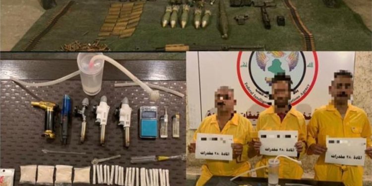 اعتقال (4 تجار مخدرات) وتضبط بحوزتهم أسلحة في الانبار