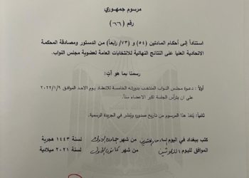 مرسوم جمهوري يدعو مجلس النواب للانعقاد في (9 كانون الثاني)