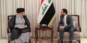 احمد المطيري يجتمع مع الحلبوسي الان في قاعة الاجتماعات داخل بناية مجلس النواب