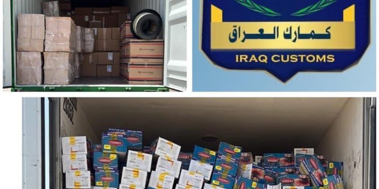 ضبط (5 شاحنات) تحتوي على مواد مخالفة في مدخل بغداد