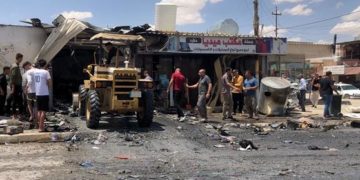 بالصور اثار للقصف الذي طال مقراً لـقوات الأمن الايزيدية في سنجار