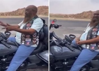 بالفيديو إمام المسجد الحرام السابق يثير الجدل ” يقود دراجة بخارية بالجينز”