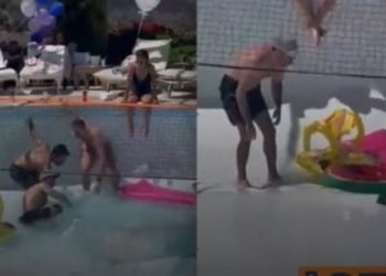 حوض سباحة ينشــــق بشكل مفاجئ ويبتلع رجليـــن في إسرائيل 