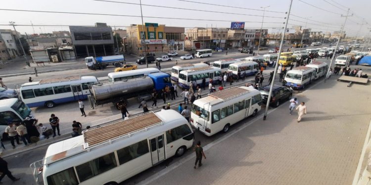 انطلاق أتباع التيار الصدري من البصرة الى بغداد