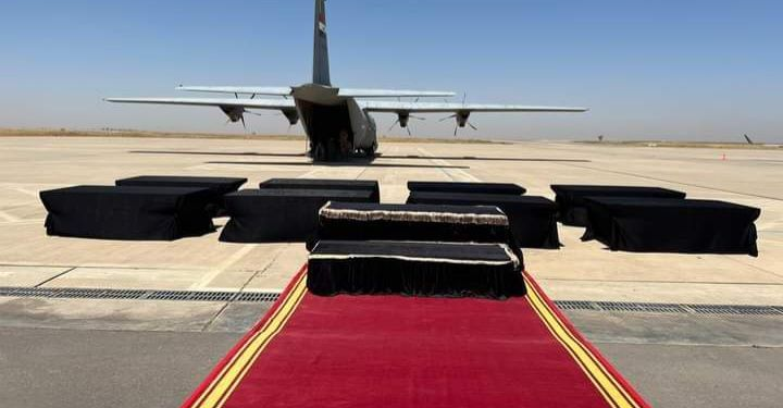 القوة الجوية العراقية تستعد لنقل جثامين شهداء العراق الذين سقطوا جراء القصف التركي