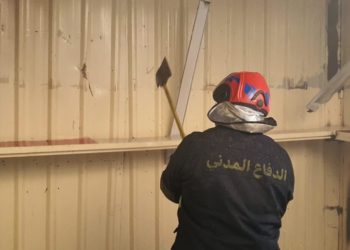 صور من عملية إخماد حريق سوق مريدي
