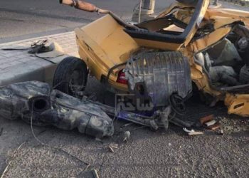 صورة لحادث سير أودى بحياة اربع شبان في ميسان