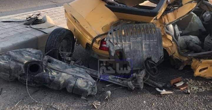 صورة لحادث سير أودى بحياة اربع شبان في ميسان