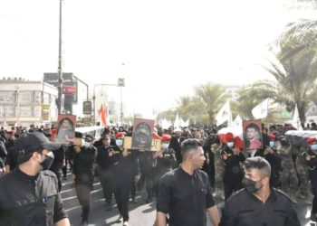 الحشد الشعبي يشيّع 4 من أفراده إثر احداث الخضراء 