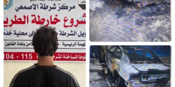 اعتقال متهما أطلق النار على مرآب سيارات وتسبب بحرق مركبتين في البصرة