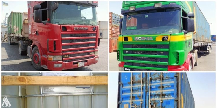 إخلاء حاويتين تحتويان على مواد كيمياوية خطرة من منفذ أم قصر الشمالي