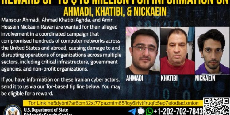 واشنطن تعرض 10 ملايين $ لـــمن يرشدها إلى 3 قراصنة إيرانيين￼￼