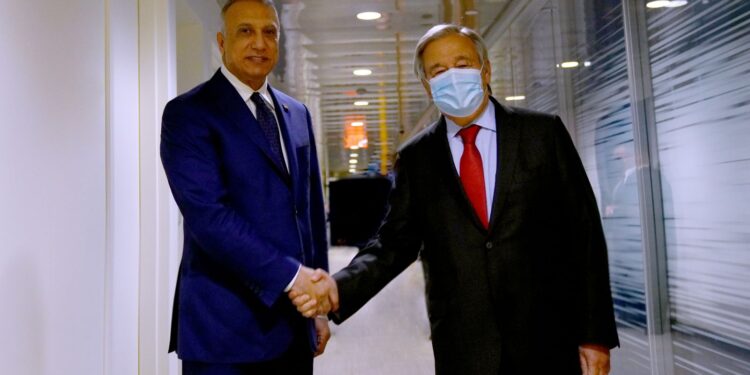 الكاظمي يلتقي الأمين العام للأمم المتحدة السيد أنطونيو غوتيريش في نيويورك