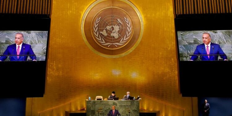 كلمة السيد الكاظمي في جلسة اجتماعات الجمعية العامة للأمم المتحدة بدورتها الـ77