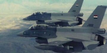 طائرات (F16 العراقية) تغير على وكر لداعش قرب بحيرة حمرين