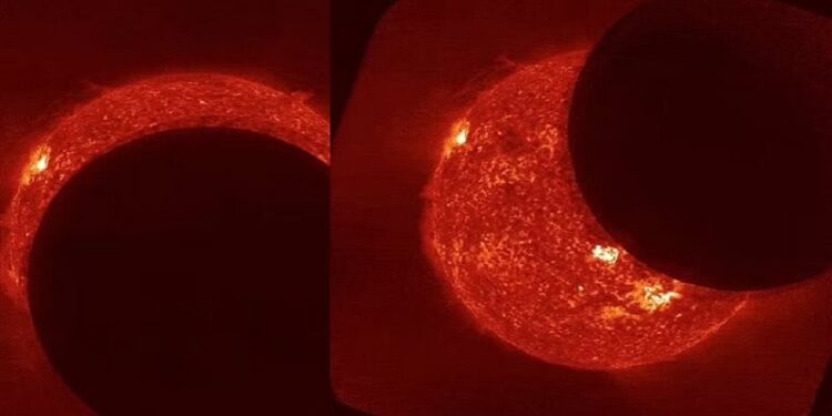 بالفيديو قمر صناعي تابع لناسا يرصد حركة القمر أمام الشمس