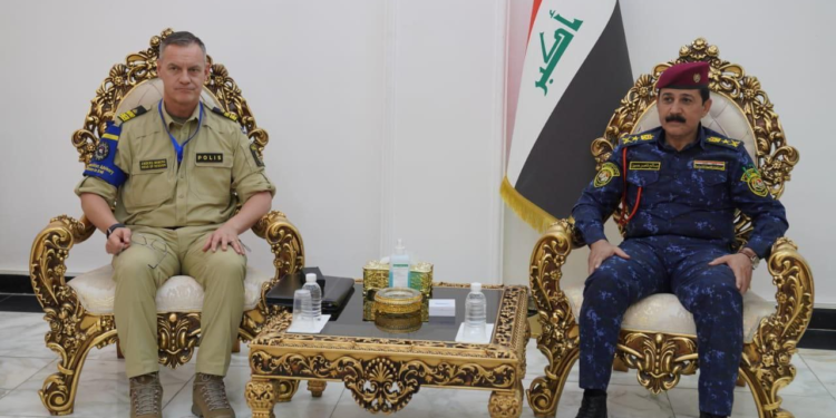 وكيل الوزارة لشؤون الأمن الاتحادي وقائد قوات الشرطة الاتحادية يلتقيان وفد بعثة الاتحاد الأوروبي الاستشارية في العراق