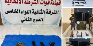 ضبط مجموعة اسلحة وعتاد غير مرخص بممارسة امنية في بغداد