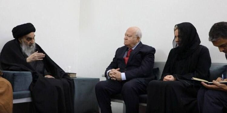 بيان مكتب المرجع السيستاني عن تفاصيل اللقاء مع بلاسخارت