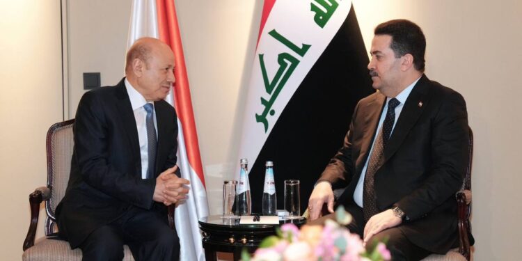 السوداني يلتقي رئيس مجلس القيادة الرئاسي اليمني