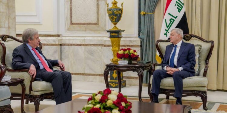 تفاصيل اجتماع رئيس الجمهورية وأمين عام الأمم المتحدة الذي يزور بغداد