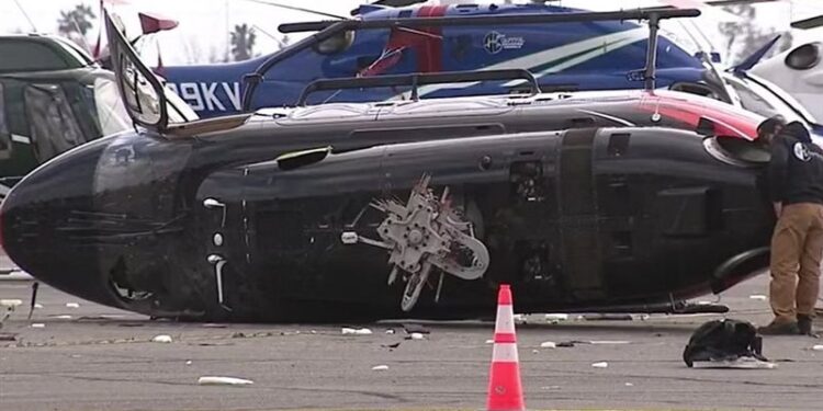 رجل يحاول سرقة طائرة مروحية من مطار ويتسبب في تحطمها