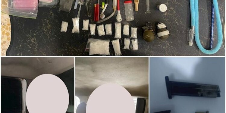 اعتقال رجل وامرأة بحوزتهما (كرستال ومواد تعاطي وأسلحة)