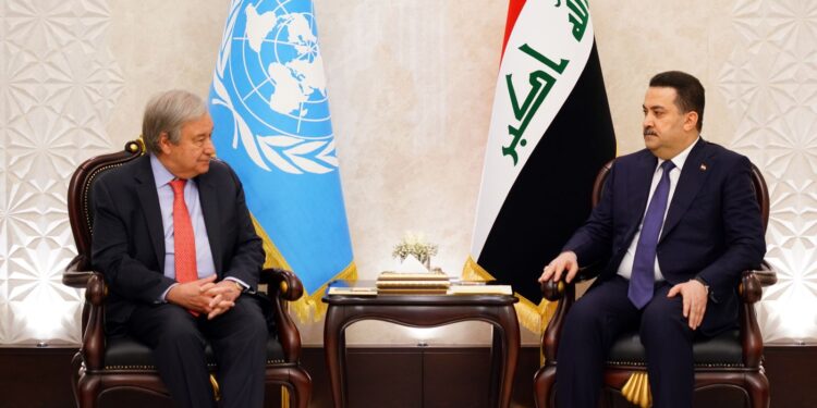 السوداني يستقبل الأمين العام للأمم المتحدة أنطونيو غوتيريش