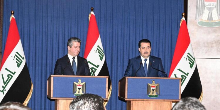 أول تصريح من السوداني وبارزاني بعد “توقيـــع اتفاق تصدير النفط من الإقليم”