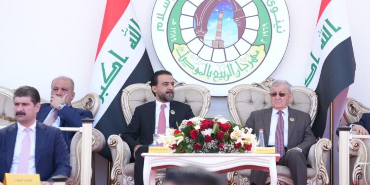 رئيسا الجمهورية ومجلس النواب و وزير الدفاع  ممثلا عن السوداني يصلون إلى نينوى