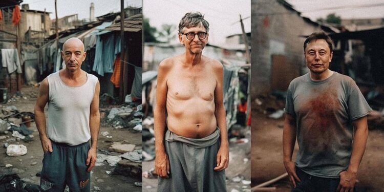 فنان يستخدم الذكاء الاصطناعي لتصـــور “أثرياء العالم لو كانوا فقراء”