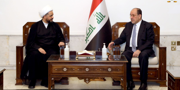 رئيس ائتلاف دولة القانون  يستقبل الامين العام لحركة عصائب اهل الحق