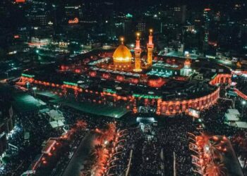 بالصور والتصوير الجوي احياء لليلة اربعينية الإمام الحسين عليه السلام
