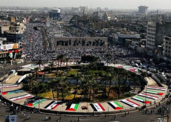 ساحة التحرير تتأهب لـتوافد جماهيري كبير لنصرة الشعب الفلسطيني